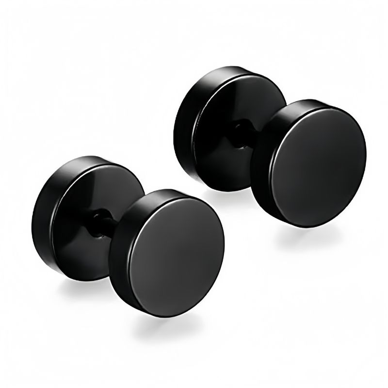 Unique Round Stainless Barbell Earrings Classic Niche Punk Style Titanium Steel Dumbbell Shape Unisex Ear Cuffs Jewelry_voghion.com