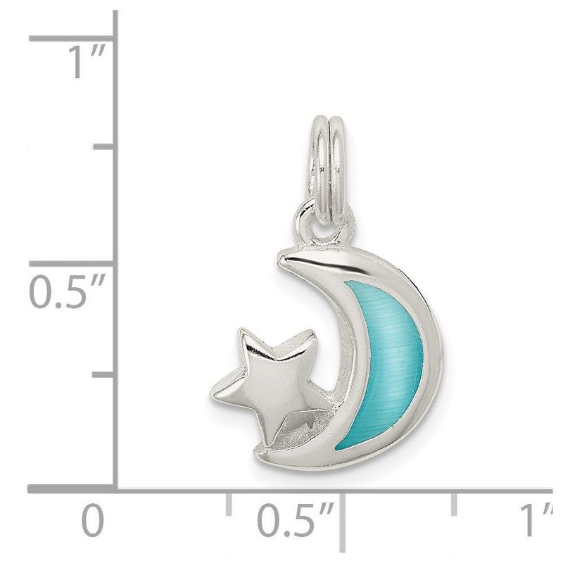 Sterling Silver Blue Enameled Moon & Star Charm_voghion.com