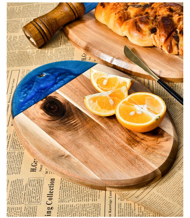 Tagliere in legno di acacia, tagliere ovale per formaggi, tagliere per salumi, vassoio da portata per bistecca, frutta, pane, gadget da cucina_voghion.com