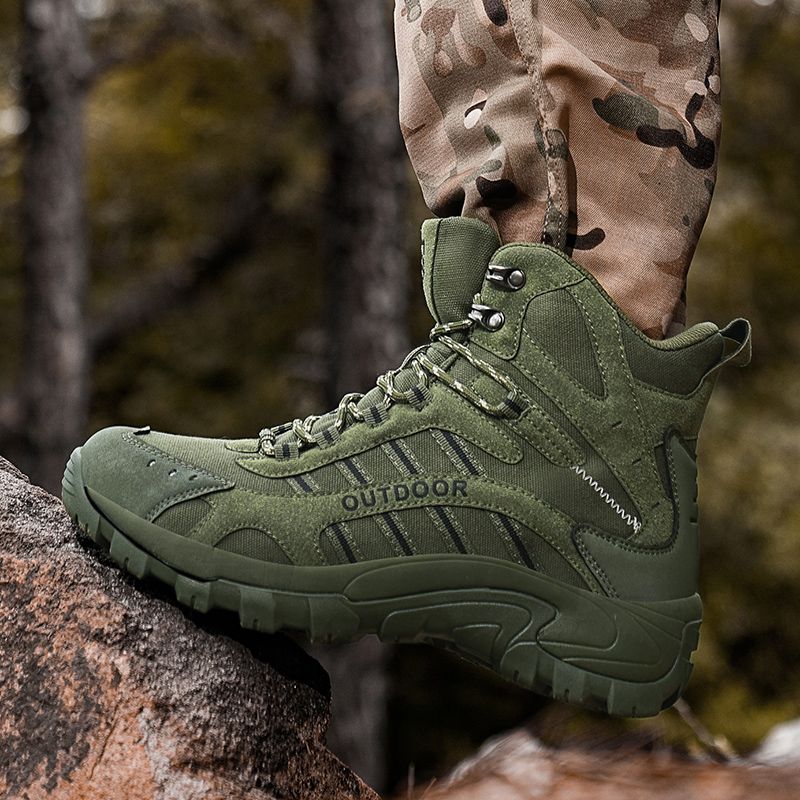 High-Top-Stiefel Herrenschuhe Bequeme Casual Outdoor-Wanderschuhe Herren Atmungsaktive Wanderschuhe Dickbesohlte Kampfstiefel Herren_voghion.com