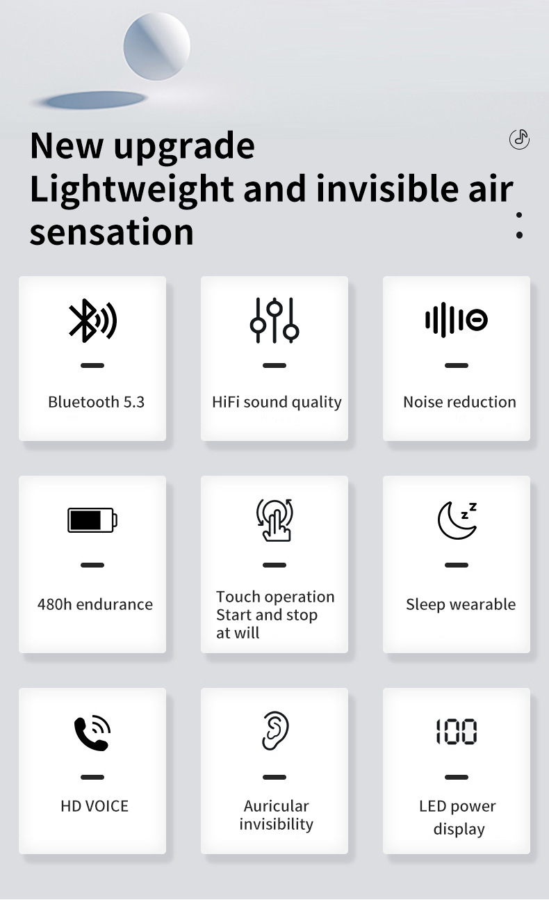 Nuovo auricolare Bluetooth BY8 TWS wireless per dormire, auricolare doppio orecchio, mini display digitale portatile con custodia di ricarica_voghion.com
