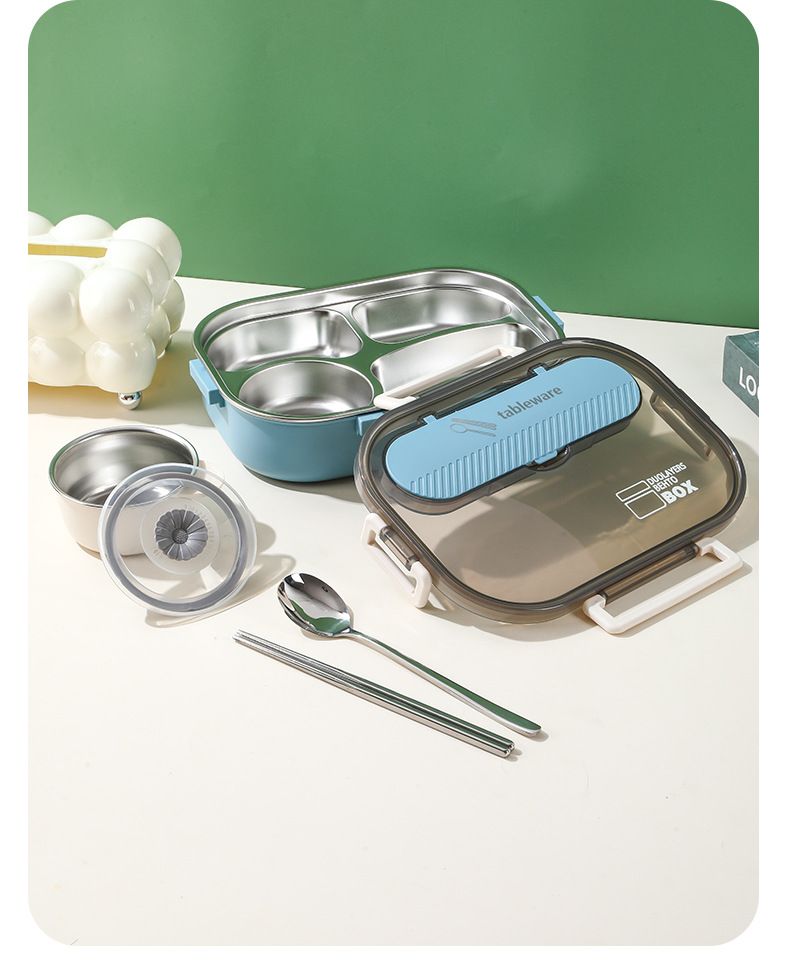 304 Stainless Steel Lunch Box With Leakproof Lid – 4/5-Compartment Bento For Adults (Insulated Eco-Friendly 1500ml With Utensils & Soup Bowl Options)_voghion.com
