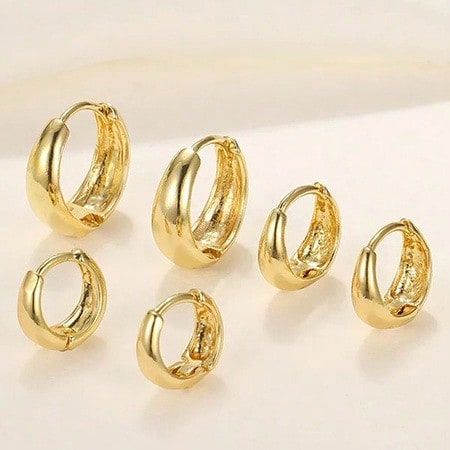 Boucles d'oreilles en cuivre tendance, ensemble élégant et exquis de trois pièces, bijoux polyvalents pour femmes, créoles haut de gamme_voghion.com