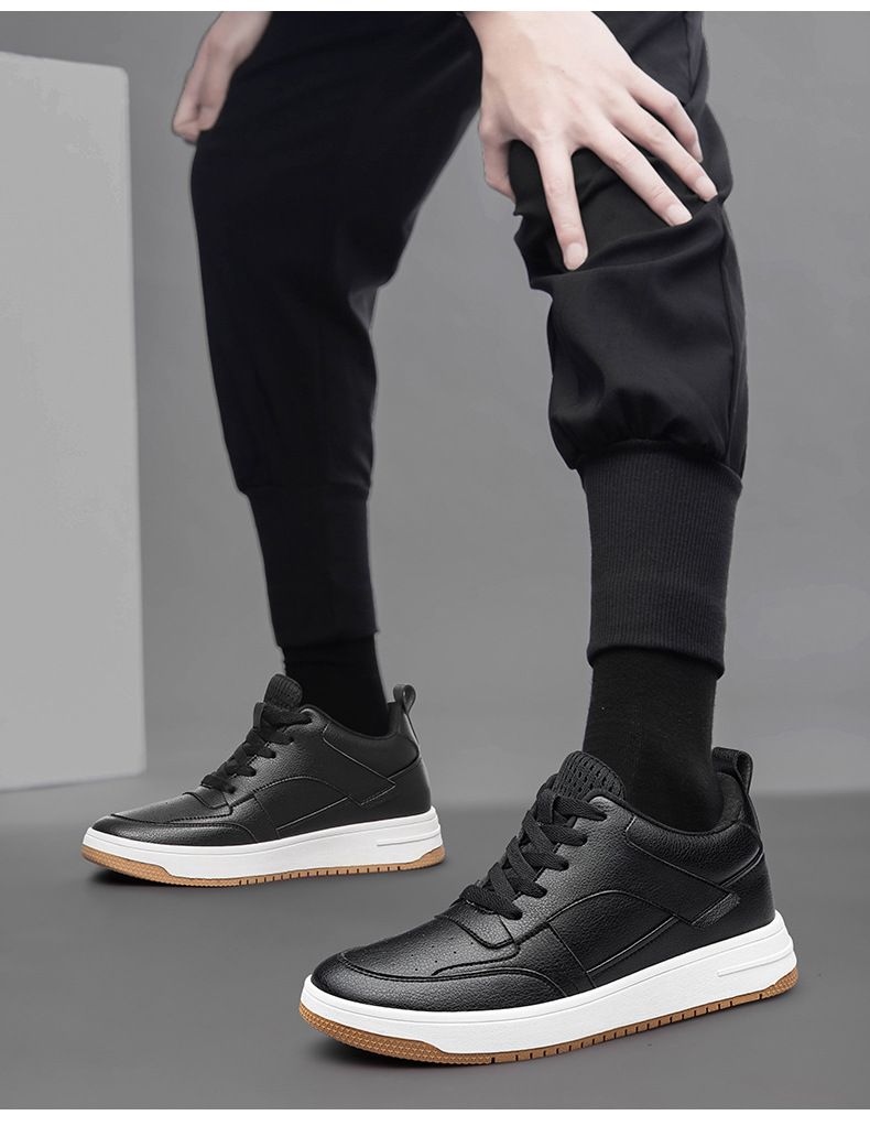 Zapatos de piel para hombre con alza, zapatos deportivos transpirables, zapatos blancos para niño, ropa deportiva y de ocio para estudiantes_voghion.com