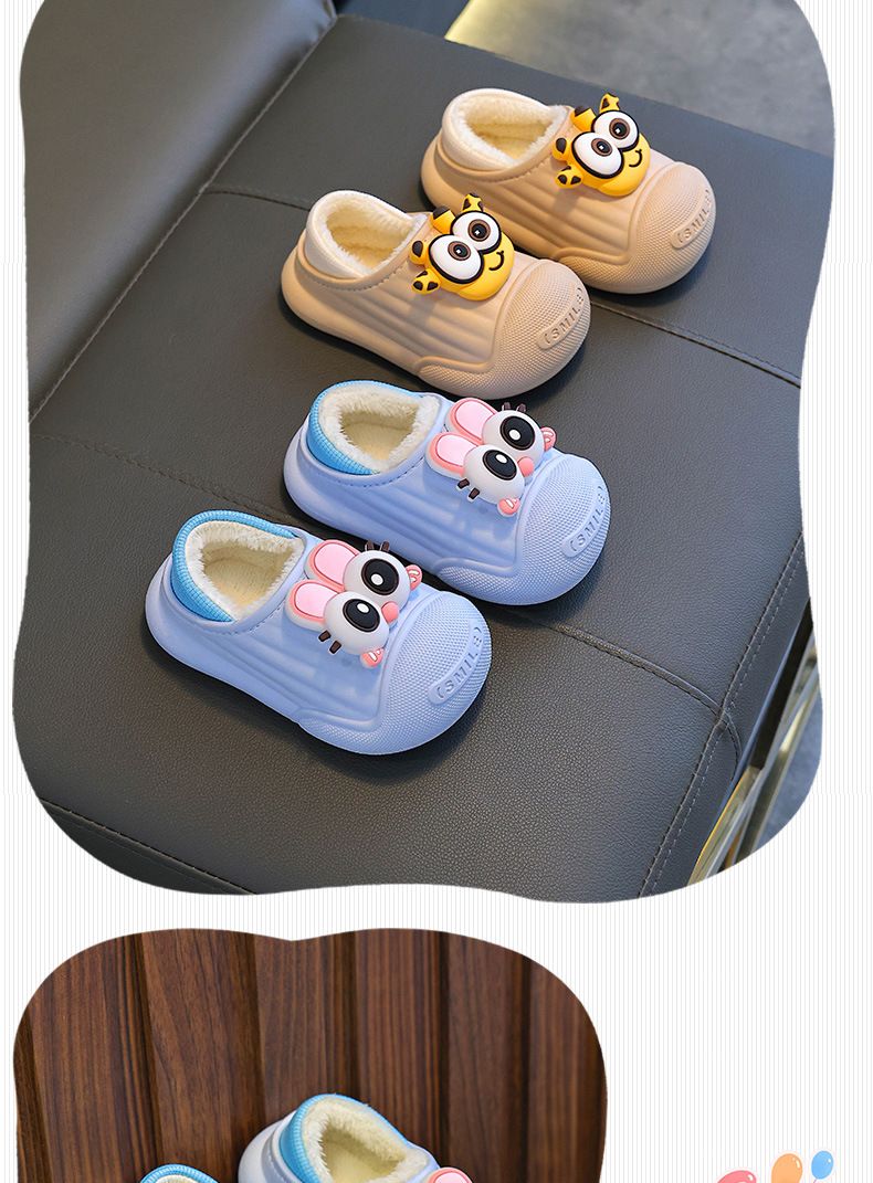 "Pantofole invernali per bambini – Calde pantofole da casa per interni/esterni con fodera in pile e suola antiscivolo in PVC (taglie 24-39, motivo con cervi e coniglietti)"_voghion.com