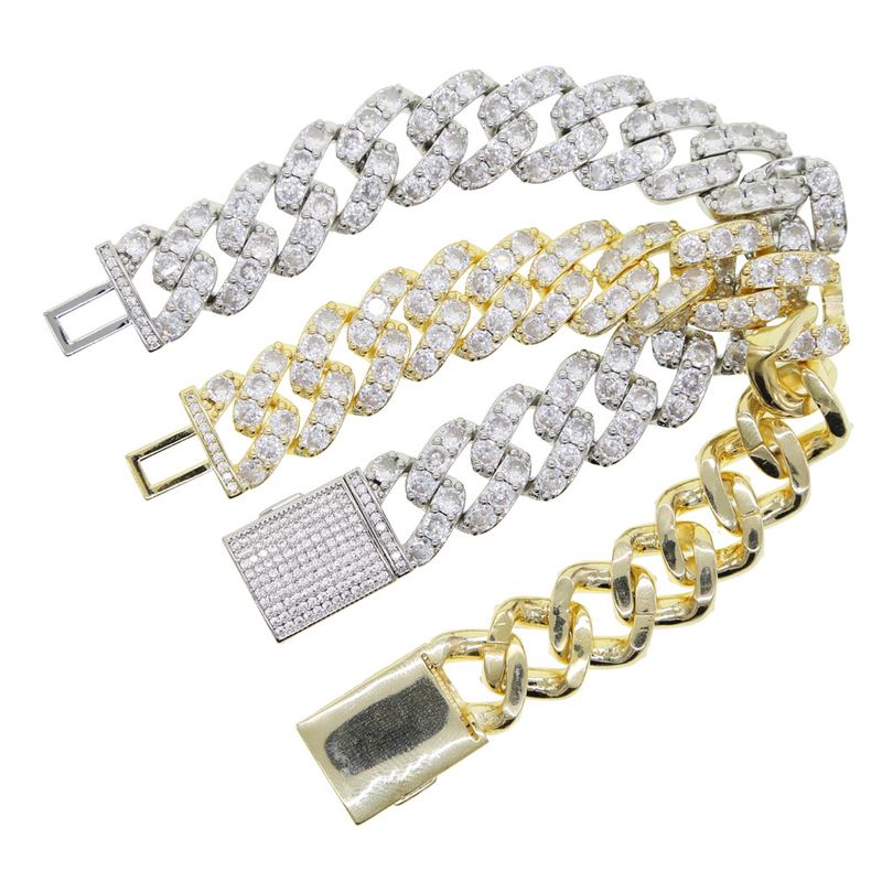 Bijuterii bărbătești 15mm un singur rând zircon cubanez lanț bărbați moda hip hop accesorii hip hop brățară_voghion.com
