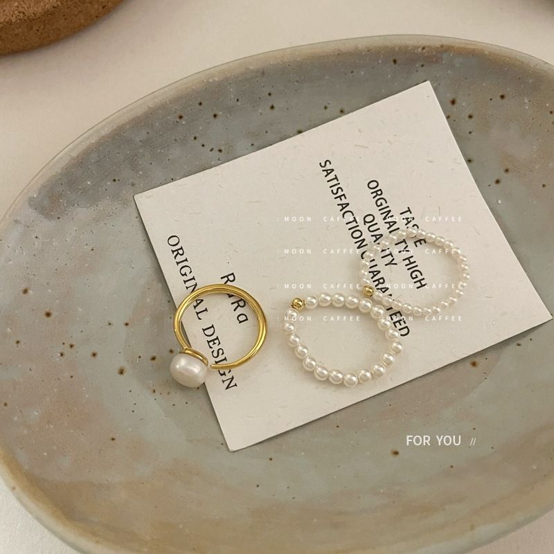 Shi Jia Light Luxury Mini Beaded Elastic Rope with No Hand Circumference Temperament Freshwater Pearl Ring_voghion.com