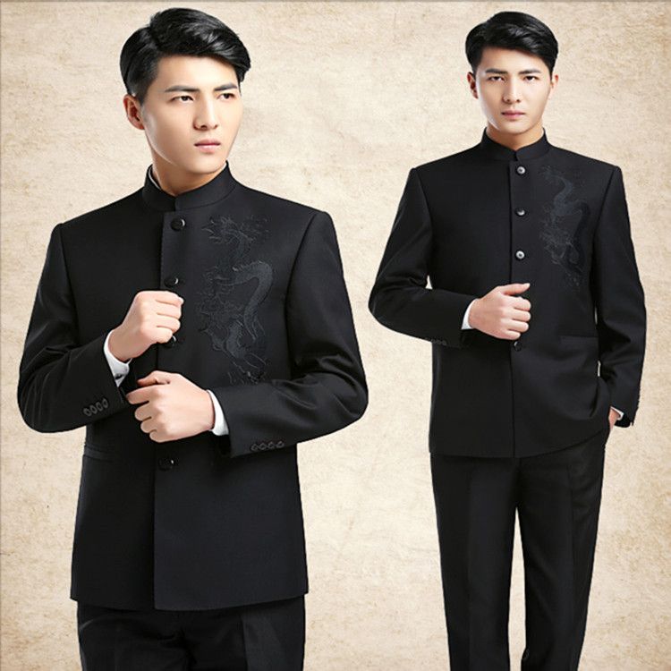 1. Neues Anzugset, Slim Fit Zhongshan-Anzug für Herren, Kleidung im chinesischen Jugendstil_voghion.com