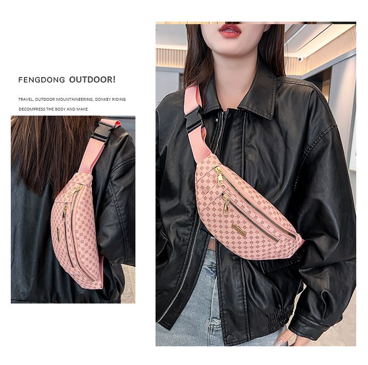 Τσάντα στήθους μέσης με στάμπα μόδας, γυναικεία τσάντα ώμου με στάμπα, για υπαίθριες δραστηριότητες, αθλητικές δραστηριότητες, τσάντα χιαστί μονού ώμου, πολυλειτουργική γυναικεία τσάντα_voghion.com