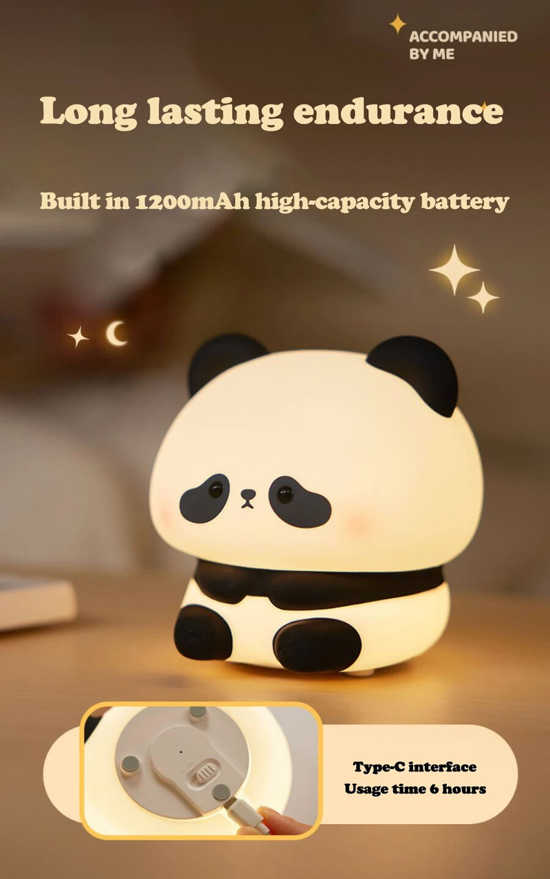 Cute Panda Night Light LED Novelty 3 Level Dimmable Nursery Nightlight Rechargeable Touch Lamp for Baby Kids Decor_voghion.com