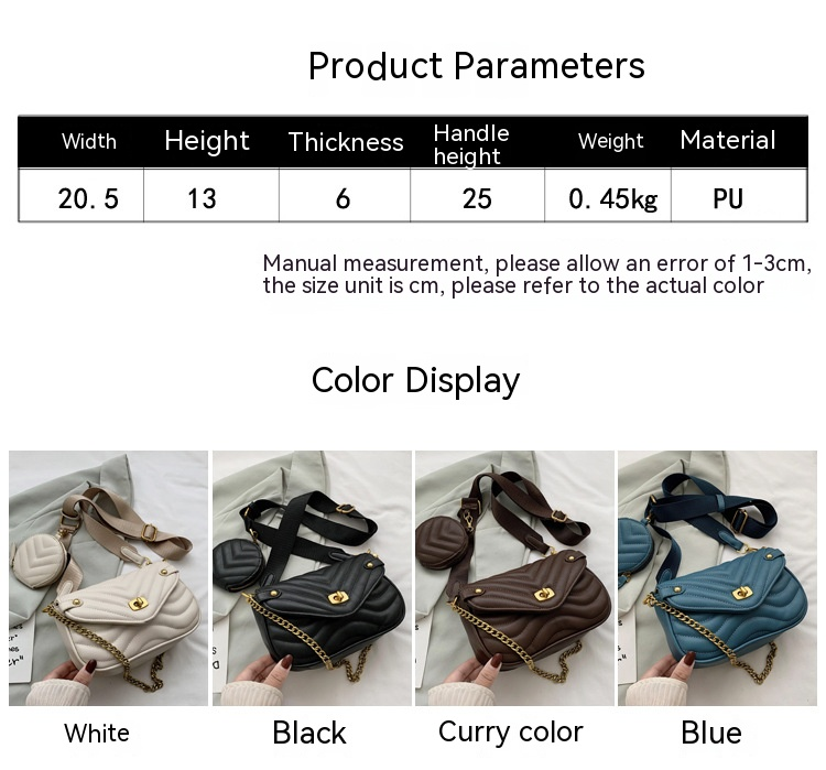 Borsa da donna 2023 Nuova borsa in filo da ricamo Borsa versatile con tracolla larga Borsa a tracolla con catena Borsa per ascella_voghion.com