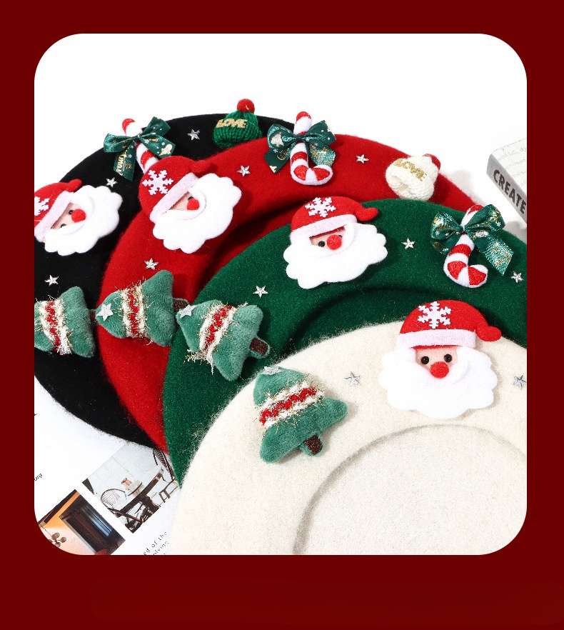 Heiße Designer-Modelle, Temperament-Trend, lässige Damen-Eltern-Kind-Wolle Hundert mit Druck, warme Herbst- und Winter-Weihnachtselemente, warme Knospenkappe_voghion.com