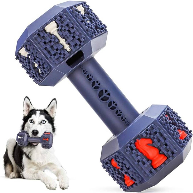 Tough Chew Toys For Aggressive Dogs - Indestructible Dental Care Dumbbell For Teeth Cleaning And Training - Natural Rubber, Medium To Large Breeds_voghion.com