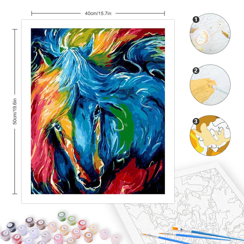 RUOPOTY Pittura astratta con kit di numeri Vernice per immagini Vernice colorata per testa di cavallo per dipingere opere d'arte_voghion.com