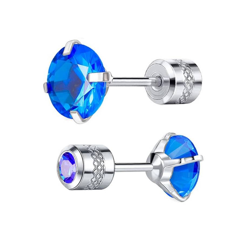 1 pora 2–8 mm rubino mėlynos spalvos putojančių cirkonio deimantų auskarų, elegantiškų minimalistinio stiliaus, nerūdijančio plieno dengtų papuošalų, kasdieniams, kasdieniams, 2–6 mm_voghion.com