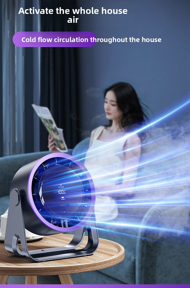 Ventilador de mesa USB com visor digital - Suporte de parede e ventilador de mesa para escritório/dormitório (3 configurações de velocidade, bateria de 2000 mAh, ≤ 30 dB, silencioso)_voghion.com