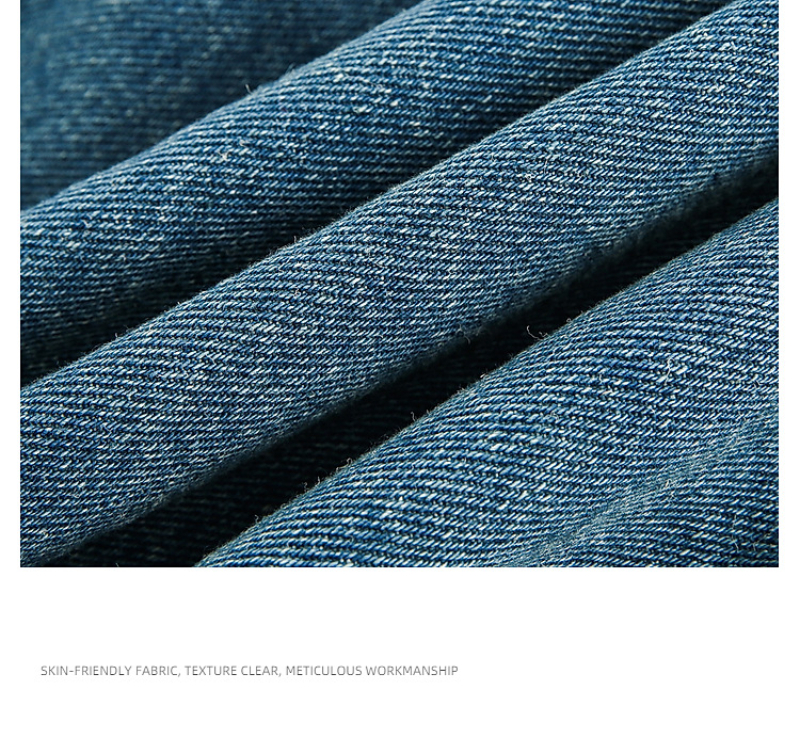 Vintage Blue Washed Denim Jacket For Men With PU Leather Collar - Detroit Style Workwear Coat_voghion.com