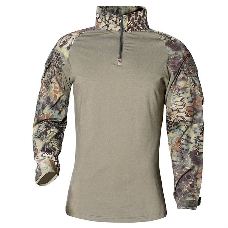 2025 Fashion Long Sleeve 1/4 Zipper Tactical T-Shirts Pockets Men's Summer Combat T-Shirt Cotton Polyester Training Clothing_voghion.com