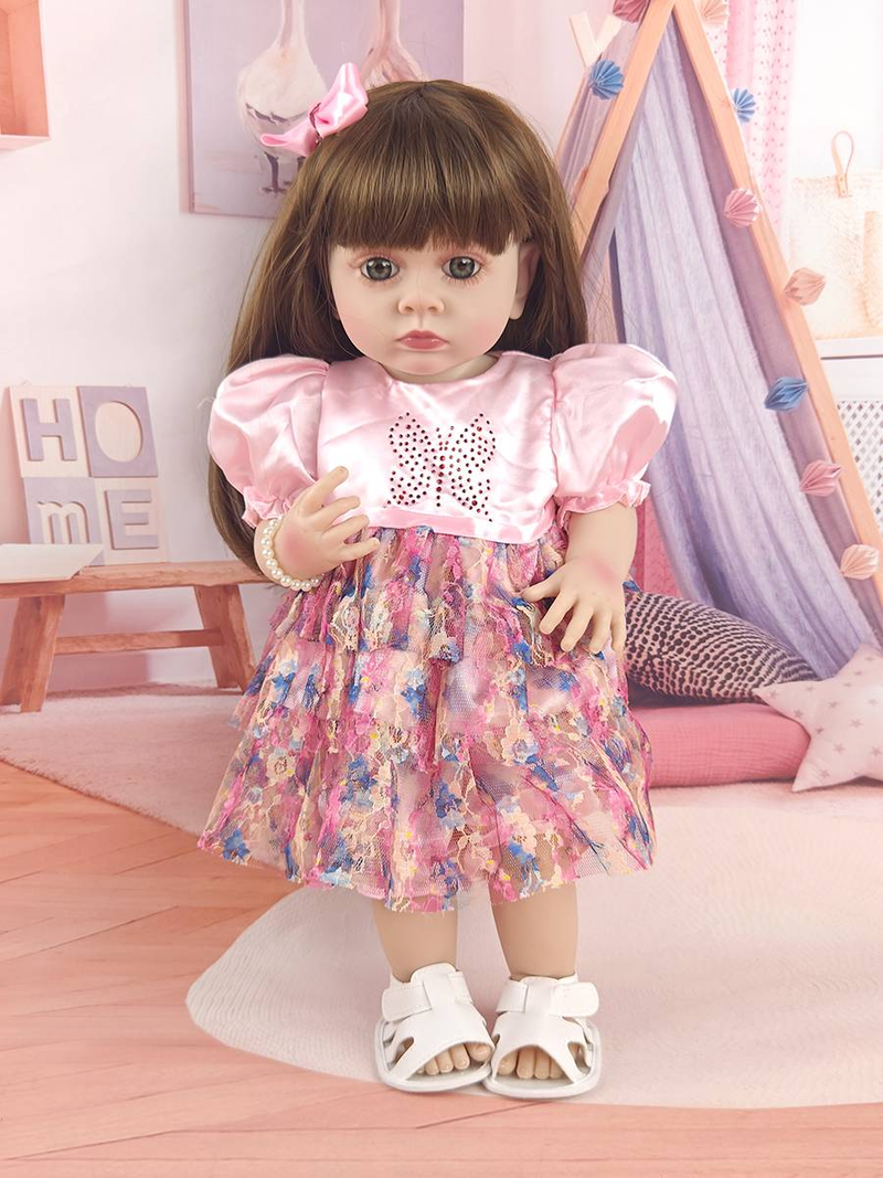 1 bambola di simulazione carina da 22 pollici con grandi occhi, bambole reborn realistiche alla moda, gioco di vestire, acconciatura fai da te, regalo di Capodanno_voghion.com