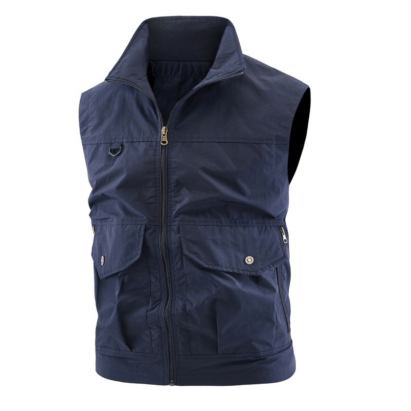 Gilet multiuso da uomo con tasche multiple – Giacca da lavoro per escursionismo e stile urbano (M-6XL, verde militare/kaki/blu navy/nero)_voghion.com