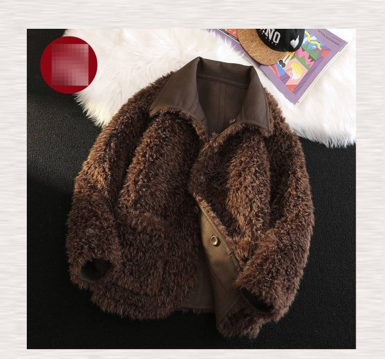 Blouson aviateur réversible en fausse fourrure pour homme, coupe-vent d'hiver chaud doublé polaire avec col montant, coupe ajustée et décontractée pour grandes tailles (M-5XL)_voghion.com