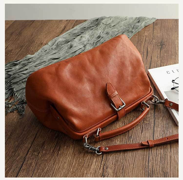 Borsa da dottore in pelle conciata al vegetale, borsa retrò da donna, in pelle bovina colorata, a tracolla, da donna, borsa da dottore 32051_voghion.com