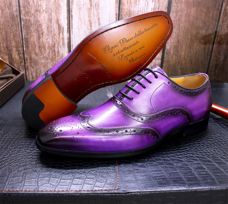 Scarpe da uomo in pelle brogue stile britannico, scarpe Oxford da uomo fatte a mano, scarpe da lavoro casual in pelle, esplosione da uomo_voghion.com