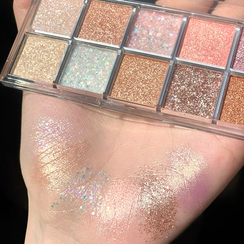 Palette di ombretti glitterati con paillettes, impermeabili, opachi, color terra, per il trucco delle donne._voghion.com