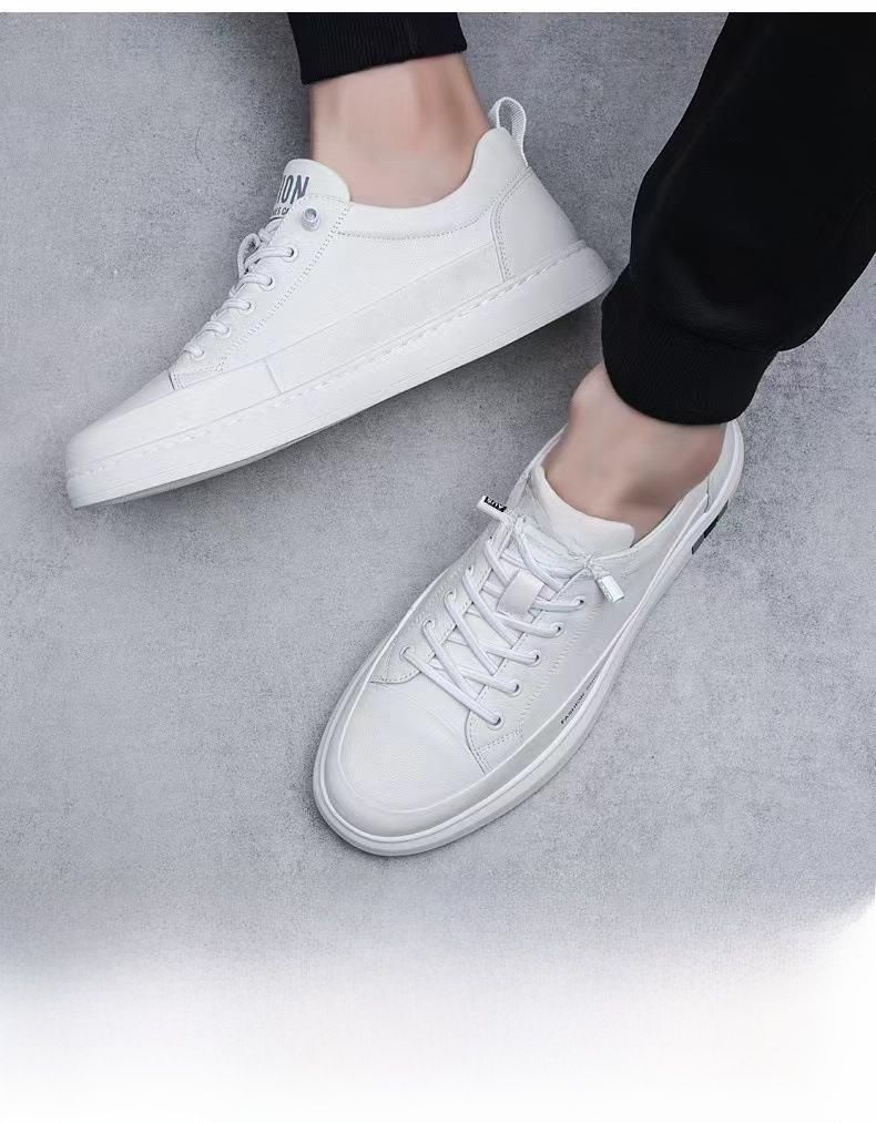 2023 Nuove scarpe da uomo Sneakers basse Scarpe bianche alla moda Slip-on All-match Scarpe casual nere in pelle da uomo_voghion.com