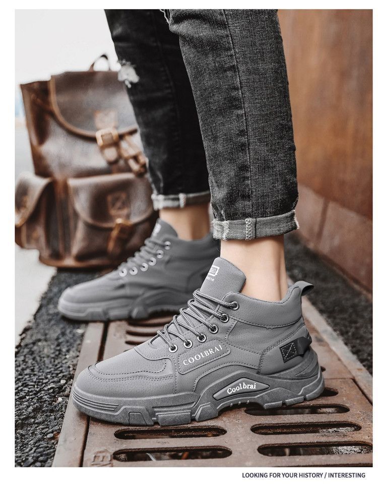 Chaussures montantes Glide pour hommes, collection hiver 2023, style vêtements de travail, idéales pour la randonnée, les chantiers et les activités de plein air. Antidérapantes et résistantes à l'usure._voghion.com