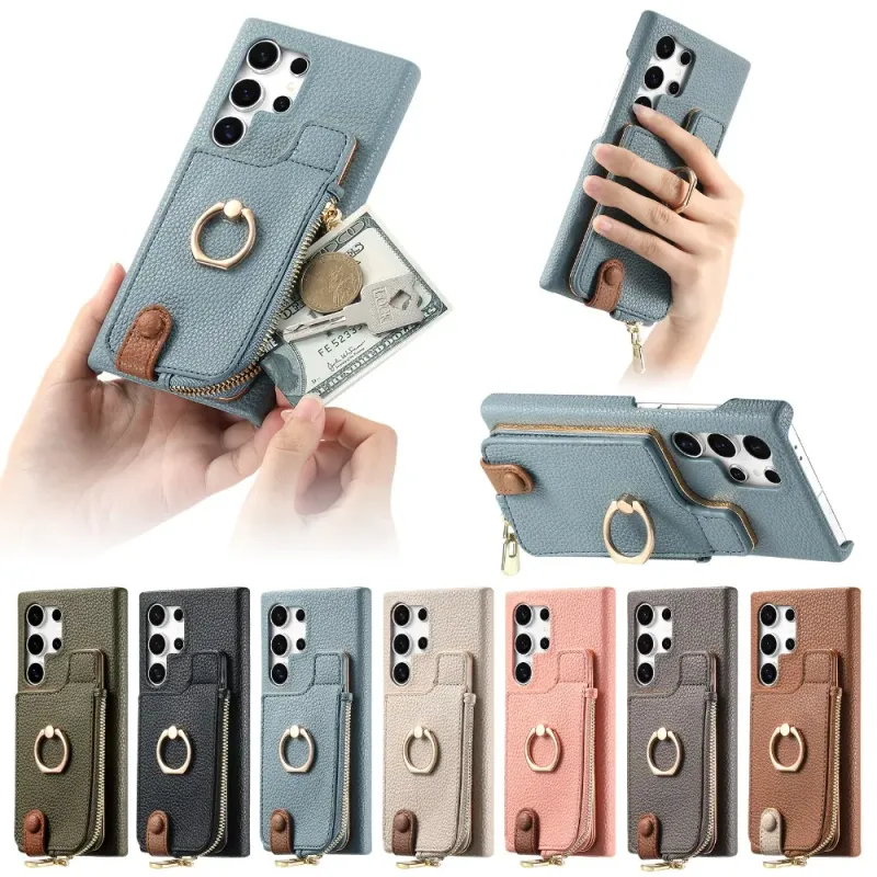 Telefon Kılıfı Samsung Galaxy S23 FE S25 S24 Plus S22 S21 Ultra A15 A25 A35 A55 A05 A06 A16 A36 Cüzdan Kart Yuvası Deri Kılıf_voghion.com