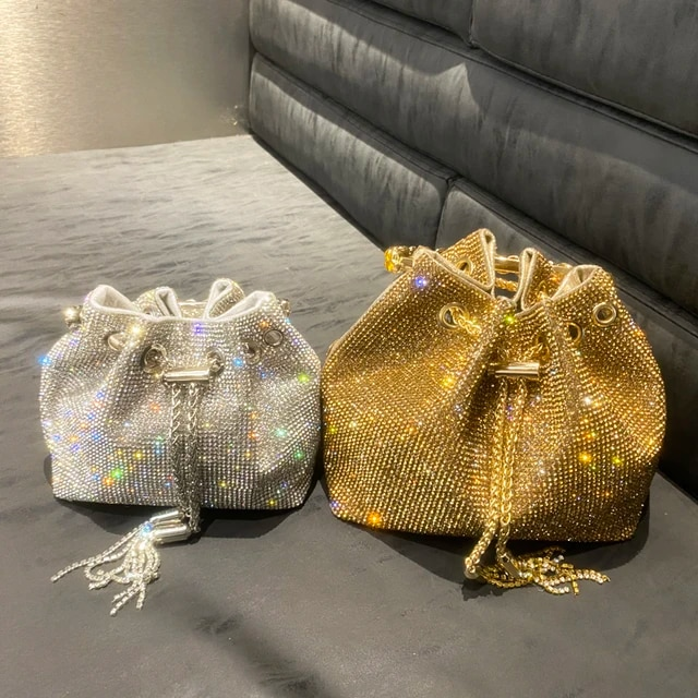 purses and handbags bags for women luxury Designer bucket clutch purse evening banquet bag Crystal rhinestone shoulder bag_voghion.com