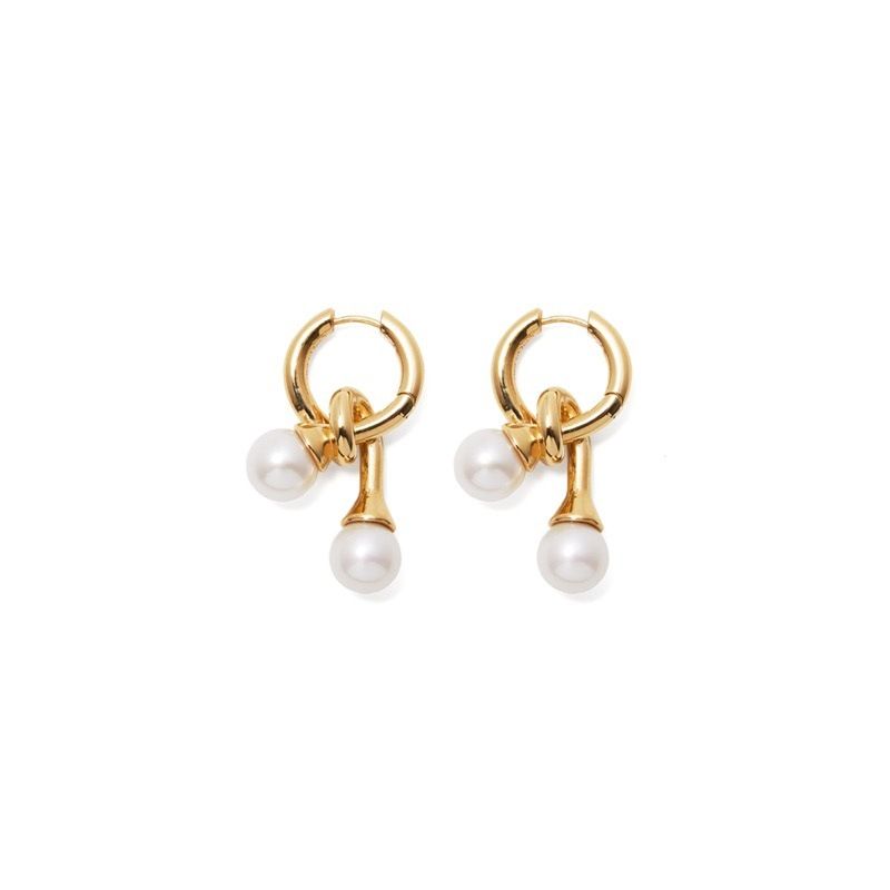 Boucles d'oreilles élégantes en perles pour femmes, créoles géométriques minimalistes, dorées et argentées_voghion.com