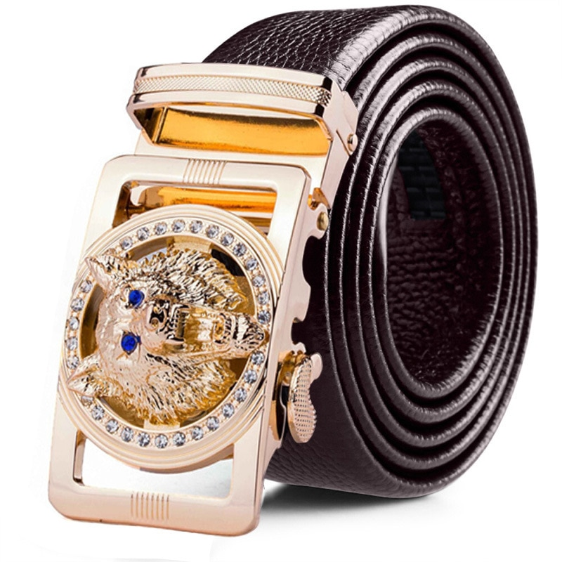 Gnuin Lathr Wolf For Mn Polychrom Rhinston Alloy Blt Automatic Buckl Black Brand Plus Siz Cintur_voghion.com