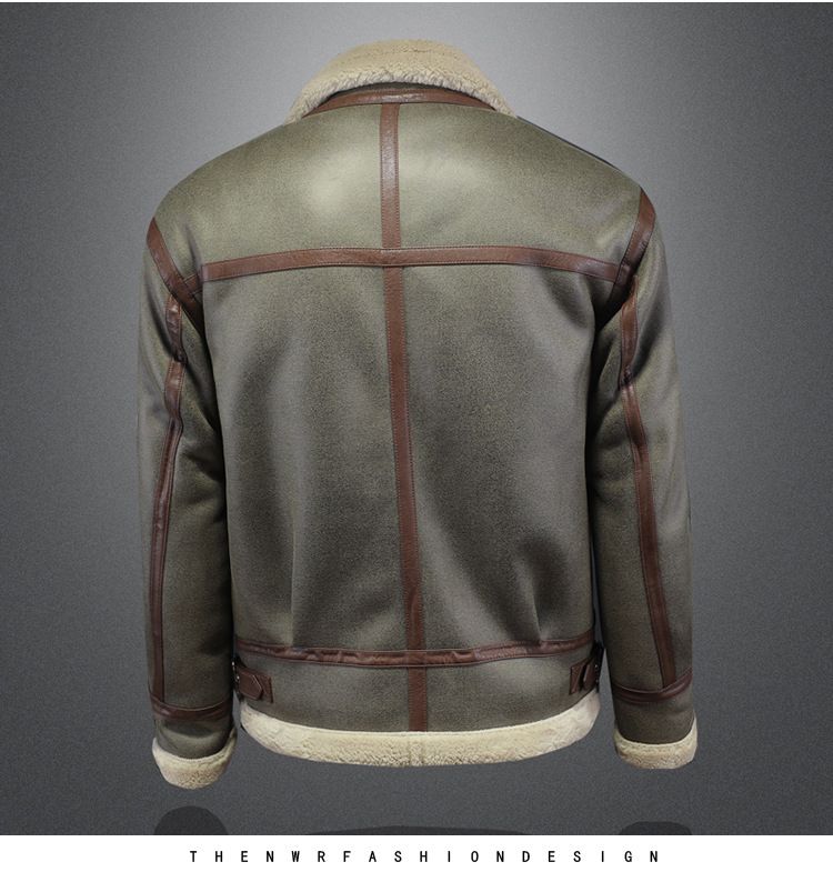 Herren-Winter-Bomberjacke mit Fleecefutter und Kunstpelzbesatz, Slim Fit, Hellgrün, Übergrößen erhältlich (M-5XL)_voghion.com
