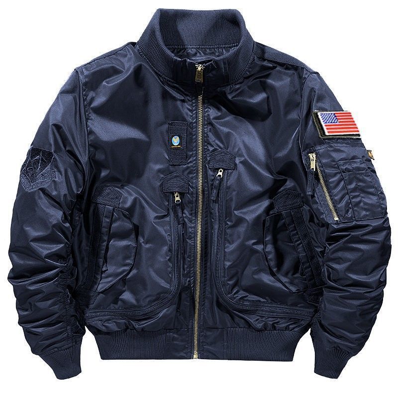 Herrenbekleidung Neue Herrenjacke Lose Große Größe Lässiger Stehkragen Multi Pocket Coat_voghion.com