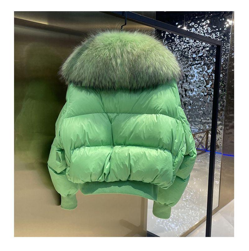 Damenbekleidung Wintermantel Damenmode kurze Daunenjacke Damen High-End-Damen 90 weiße Entendaunen Fuchspelzkragen_voghion.com