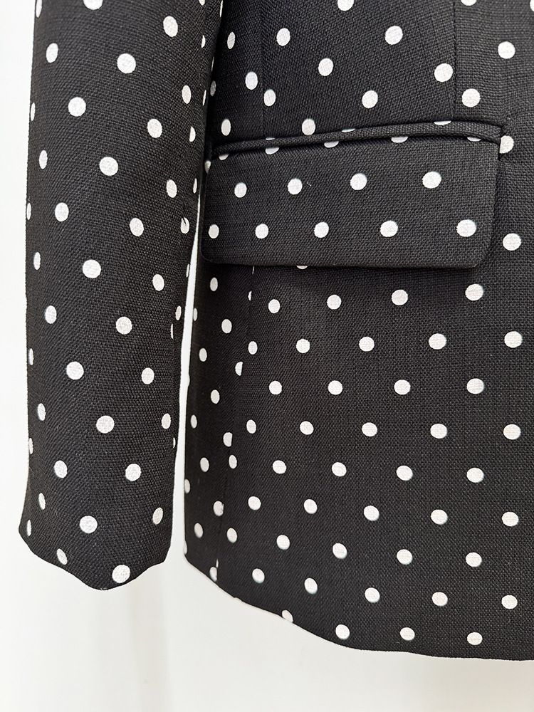 Completo da donna con giacca e pantaloni a due pezzi, con fiocco e decorazione a stella, a pois_voghion.com