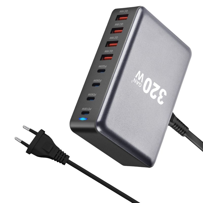 syct 320W Gallium Nitride Multi-Port Desktop Station 100WPD Fast Charging Suitable For Iphone Laptop Charger_voghion.com