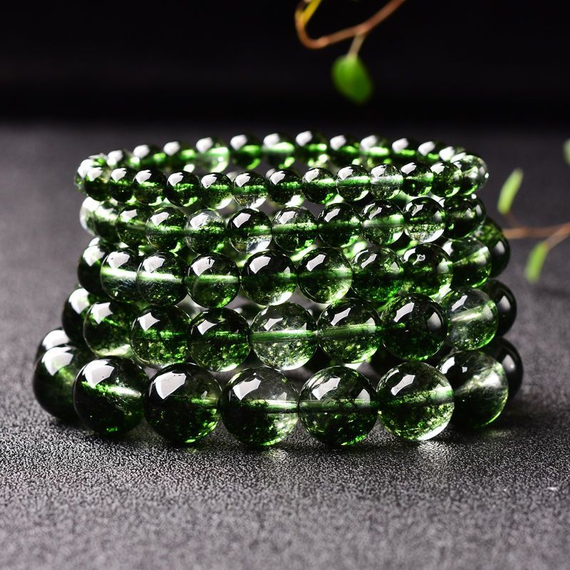 Bracciale con un singolo cerchio in cristallo verde fantasma brasiliano per uomo e donna, alla moda_voghion.com