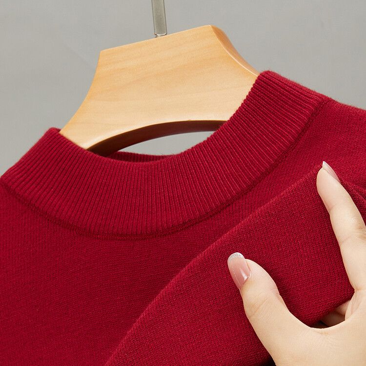 Herrenbekleidung Live-Übertragung Halbrollkragen Langarm-Strickpullover Herren Herbst und Winter Neues einfarbiges warmes Unterhemd Herren_voghion.com