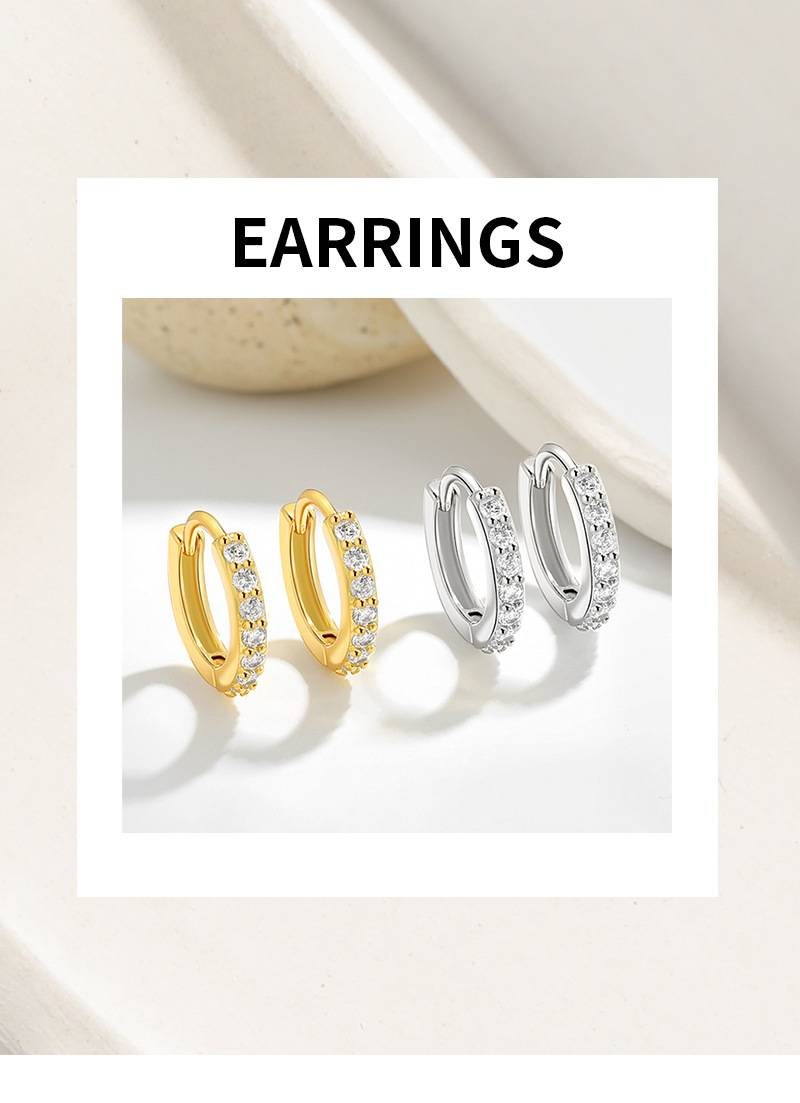 Versatile earrings with simple circular earrings European and American style trendy women sweet diamond studded single row circular earrings_voghion.com