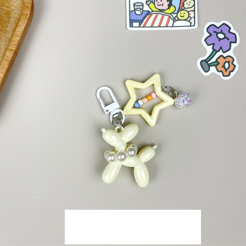 Ciondolo a forma di palloncino color caramella fai da te, ciondolo a forma di cane con bolla, portachiavi carino, regalo, stella a cinque punte, fatto a mano_voghion.com