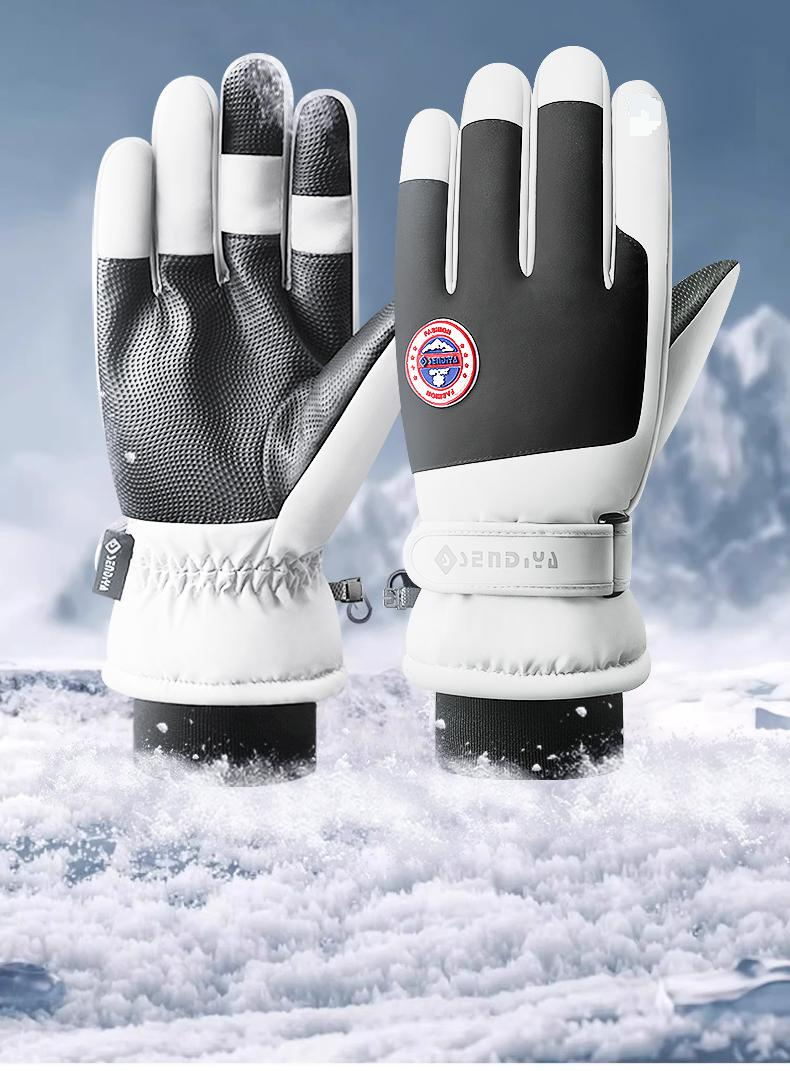 Guanti da sci invernali, touch screen, moto, isolamento in peluche, guida spessa, impermeabili, antivento, resistenti al freddo,_voghion.com