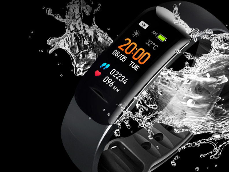 Pulsera inteligente deportiva con podómetro C1plus, de TPU, con Bluetooth, para monitorizar el sueño y recordar información._voghion.com