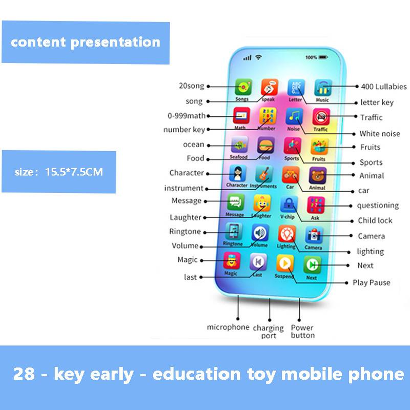 Children's Educational And Intelligent Mobile Phone - Multifunctional Learning Machine, Musical Simulation Toy For Boys And Girls。_voghion.com