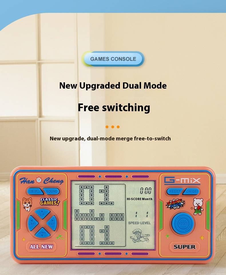 Retro-Tetris-Spielkonsole mit großem Bildschirm – klassisches Handheld-Gaming (wiederaufladbar, 80er-/90er-Nostalgie, für Kinder und Erwachsene, tragbares Arcade-Spiel)_voghion.com