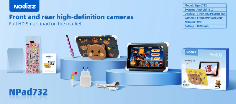 Children's Tablet, 7-inch, Secure Eye Screen, WiFi, Dual Cameras, Games, Parental Control Application_voghion.com