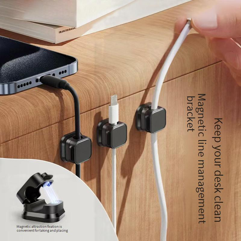 Magnetic Cable Organizer - Wall/Desk Mount Cord Holder For Phone Charger USB & Power Cables Wire Management Clips With Strong Adhesive_voghion.com
