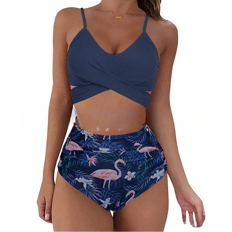 Sexy High-Waist Bikini Set With Leopard Print - Cross Back Design, Comfortable & Stylish Swimwear For Women_voghion.com